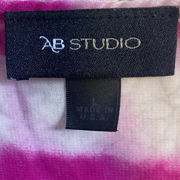 AB Studio pink and white sheer top size L - Picture 3 of 8